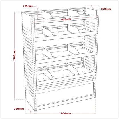 Sealey APMSVCOMBO1 Modular Flat Shelf Van Storage System Sealey