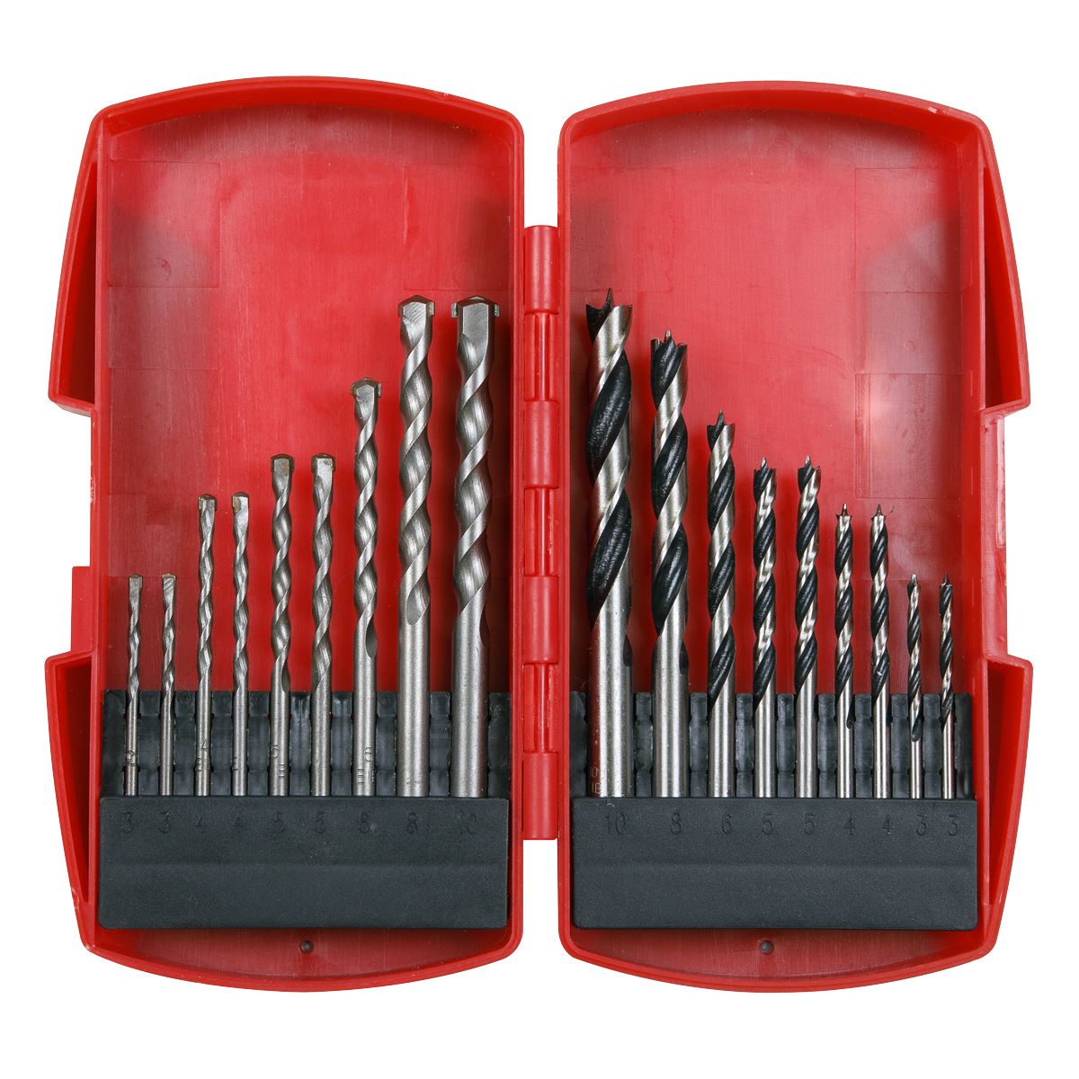 Sealey AK3718MW Wood/Masonry Drill Bit Set 18pc Sealey