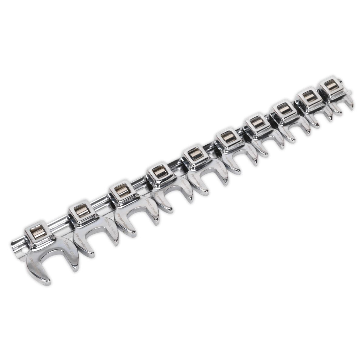 Sealey AK5989 Crow's Foot Open-End Spanner Set 10pc 3/8"Sq Drive Metric Sealey