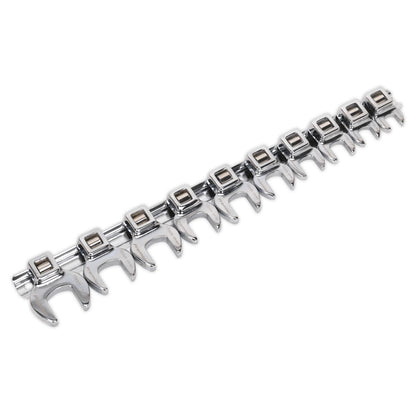 Sealey AK5989 Crow's Foot Open-End Spanner Set 10pc 3/8"Sq Drive Metric Sealey