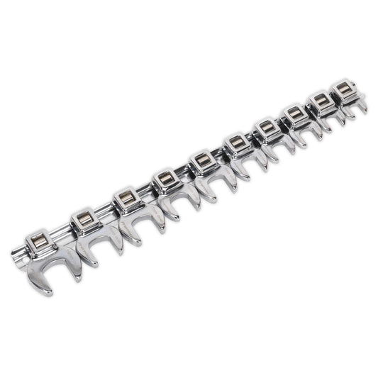 Sealey AK5989 Crow's Foot Open-End Spanner Set 10pc 3/8"Sq Drive Metric Sealey