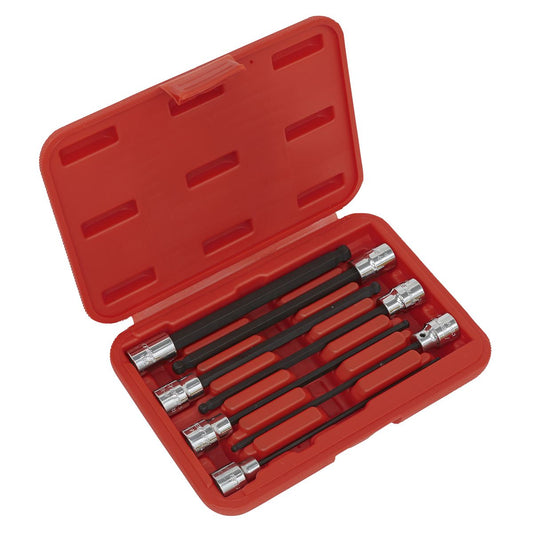 Sealey AK62257 Ball-End Hex Socket Bit Set 7pc 3/8"Sq Drive 150mm Metric Sealey