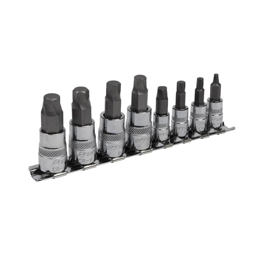Sealey AK65600 Hex Socket Bit Set Lock-On™ 8pc 1/4" & 3/8"Sq Drive Metric Sealey