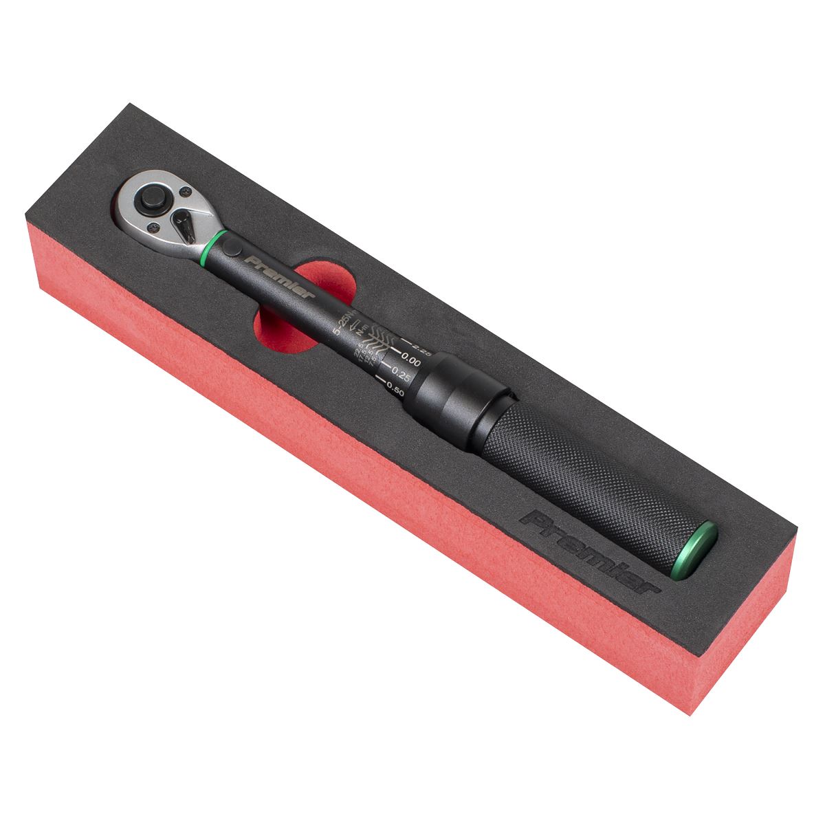 Sealey STW901B Torque Wrench Micrometer Style 1/4"Sq Drive Calibrated 5-25Nm - Premier Black Sealey