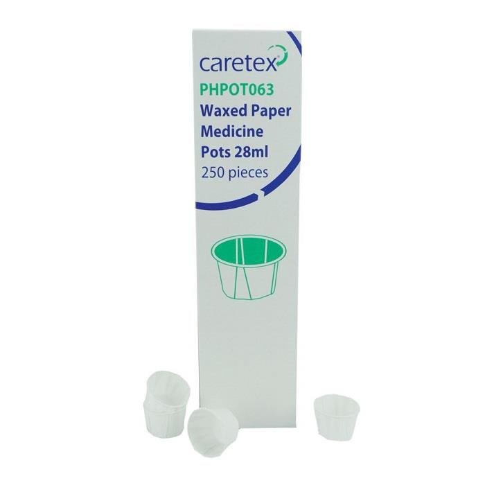Caretex Wax Paper Medicine Pots 28ml Box 250 Polyco Healthline