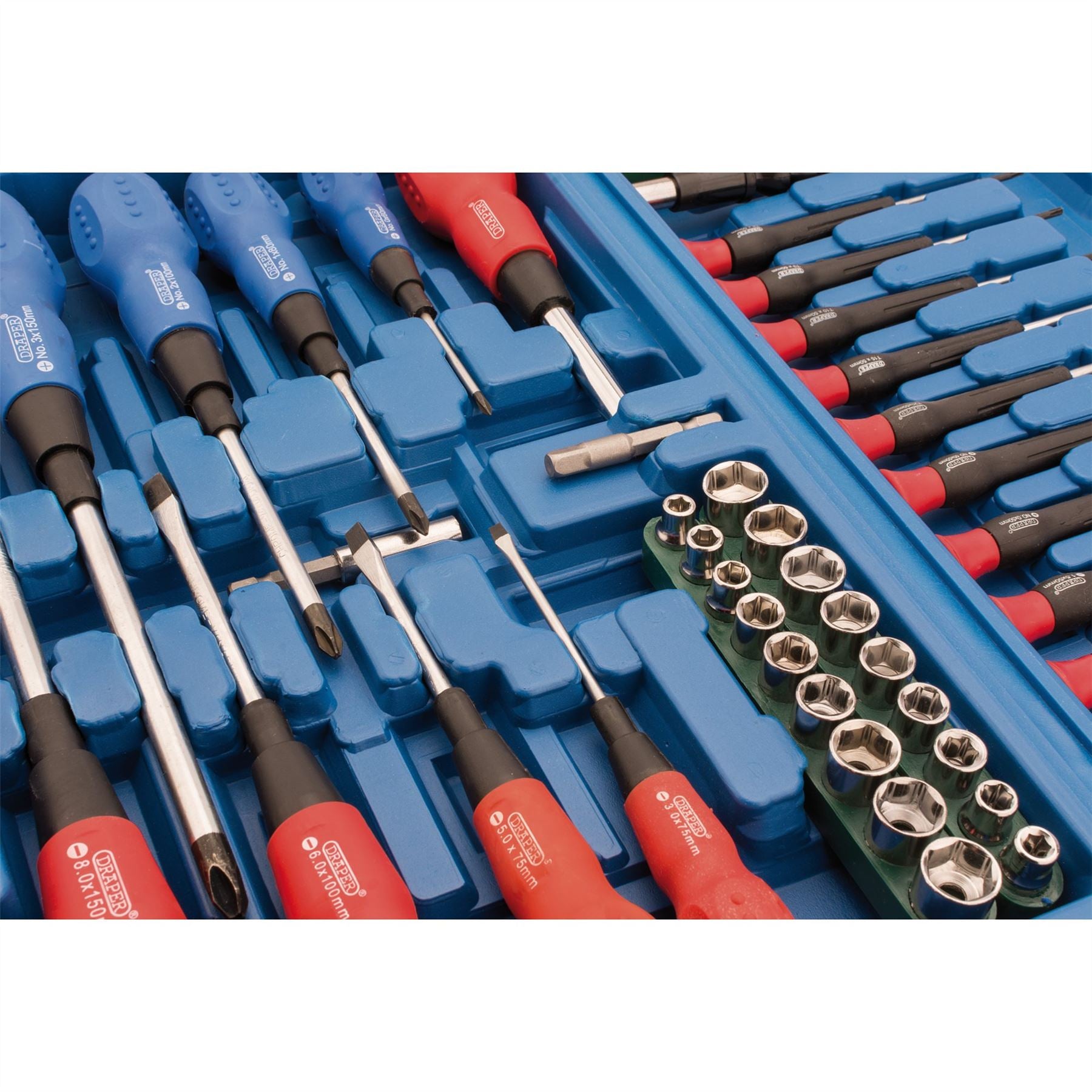 Draper 40850 Screwdriver Socket and Bit Set Blue 70 Piece Draper