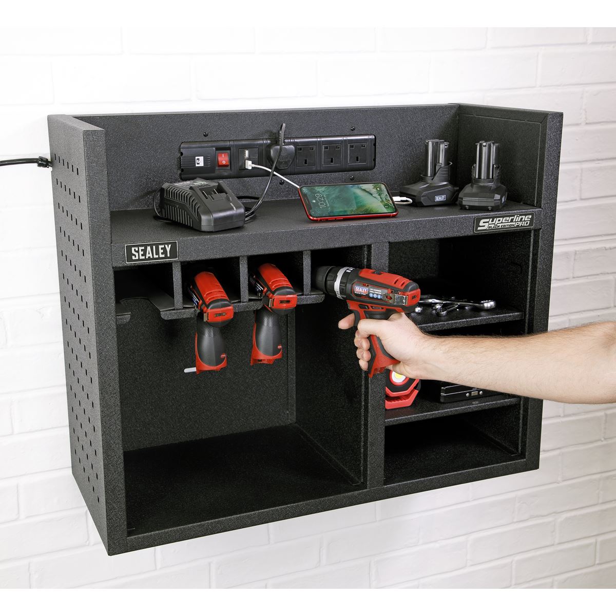 Sealey AP30SRBE Power Tool Storage Rack with Power Strip Sealey