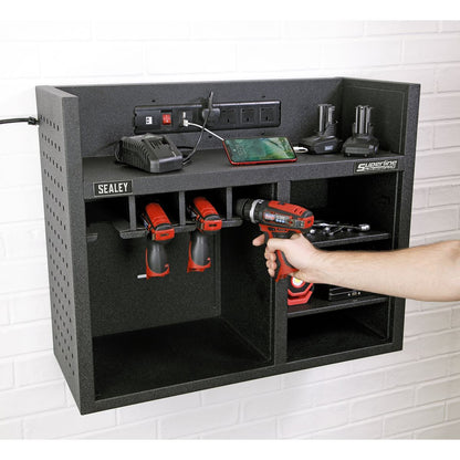 Sealey AP30SRBE Power Tool Storage Rack with Power Strip Sealey