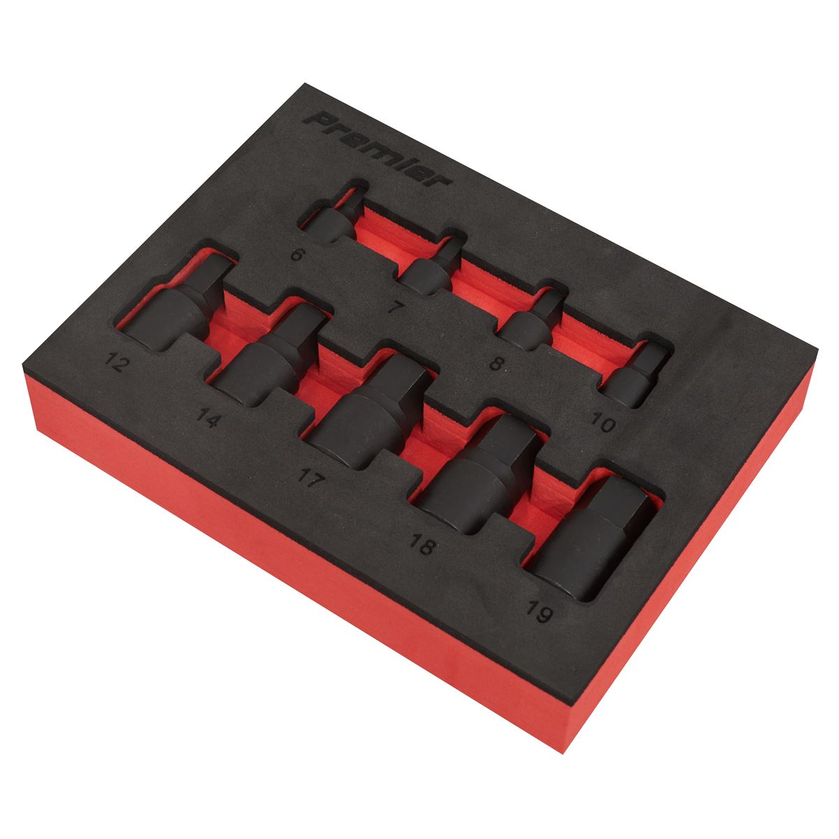 Sealey AK5525 Low Profile Impact Hex Socket Bit Set 1/4" & 3/8" Sq. Drive 9pc - Metric Sealey