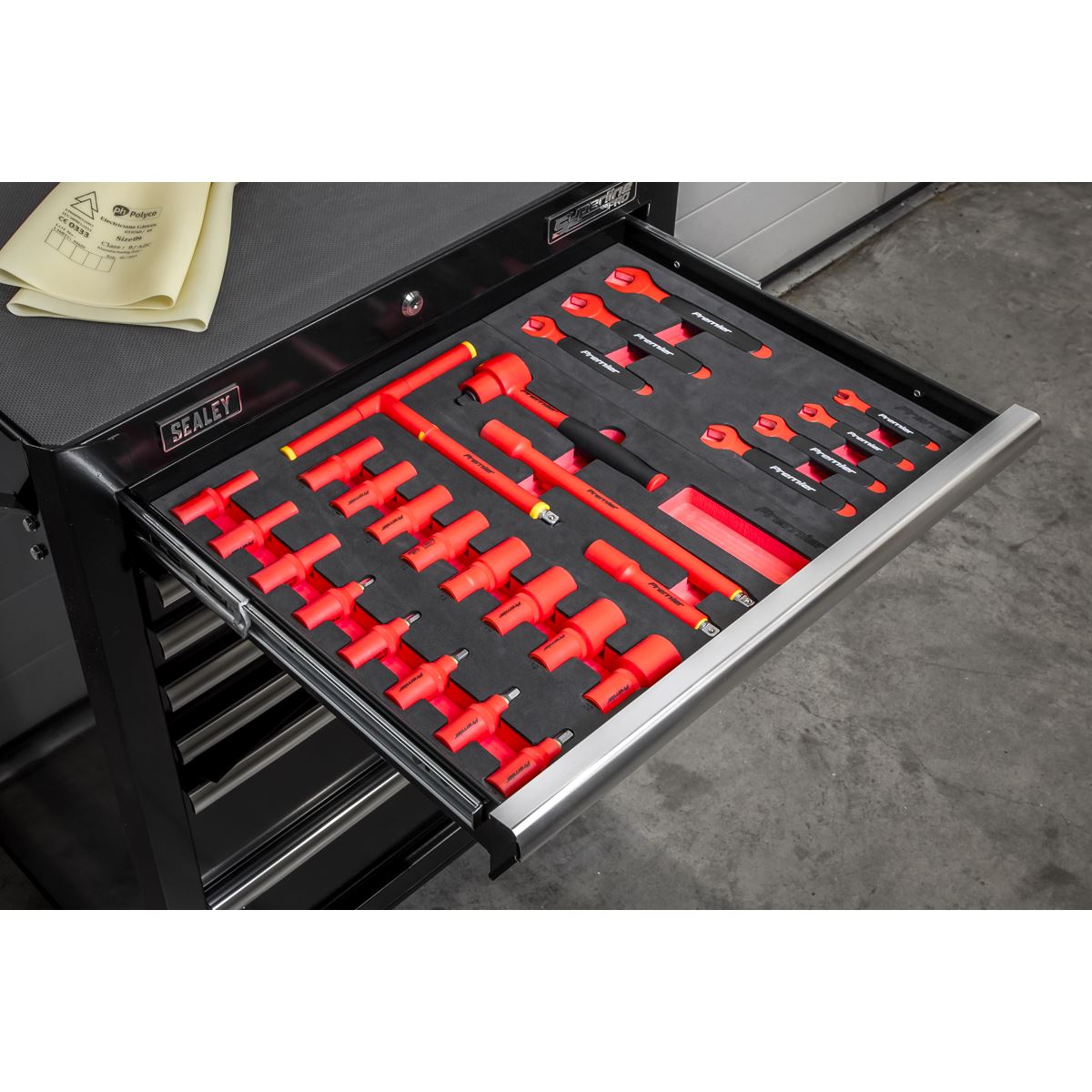 Sealey TBTECOMBO2 63pc Insulated Tool Kit with 7 Drawer Rollcab Sealey