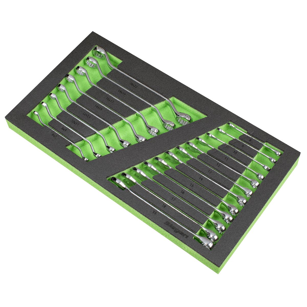 Siegen S01273 Tool Tray with Combination & Deep Offset Spanner Set 20pc - Metric Siegen