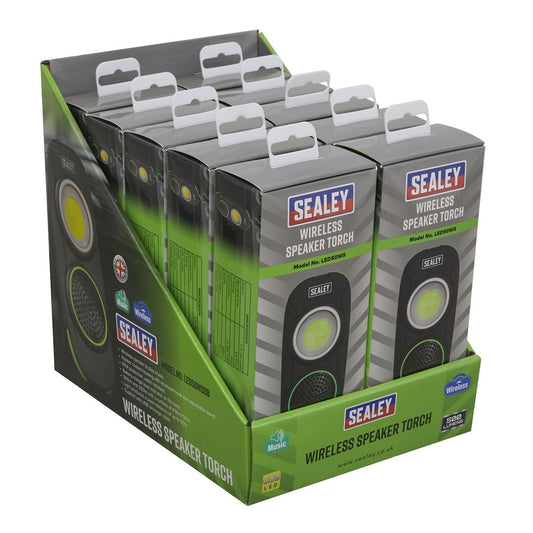 Sealey LED50WSDB Rechargeable Torch with Wireless Speaker 10W COB LED - Display Box of 10 Sealey