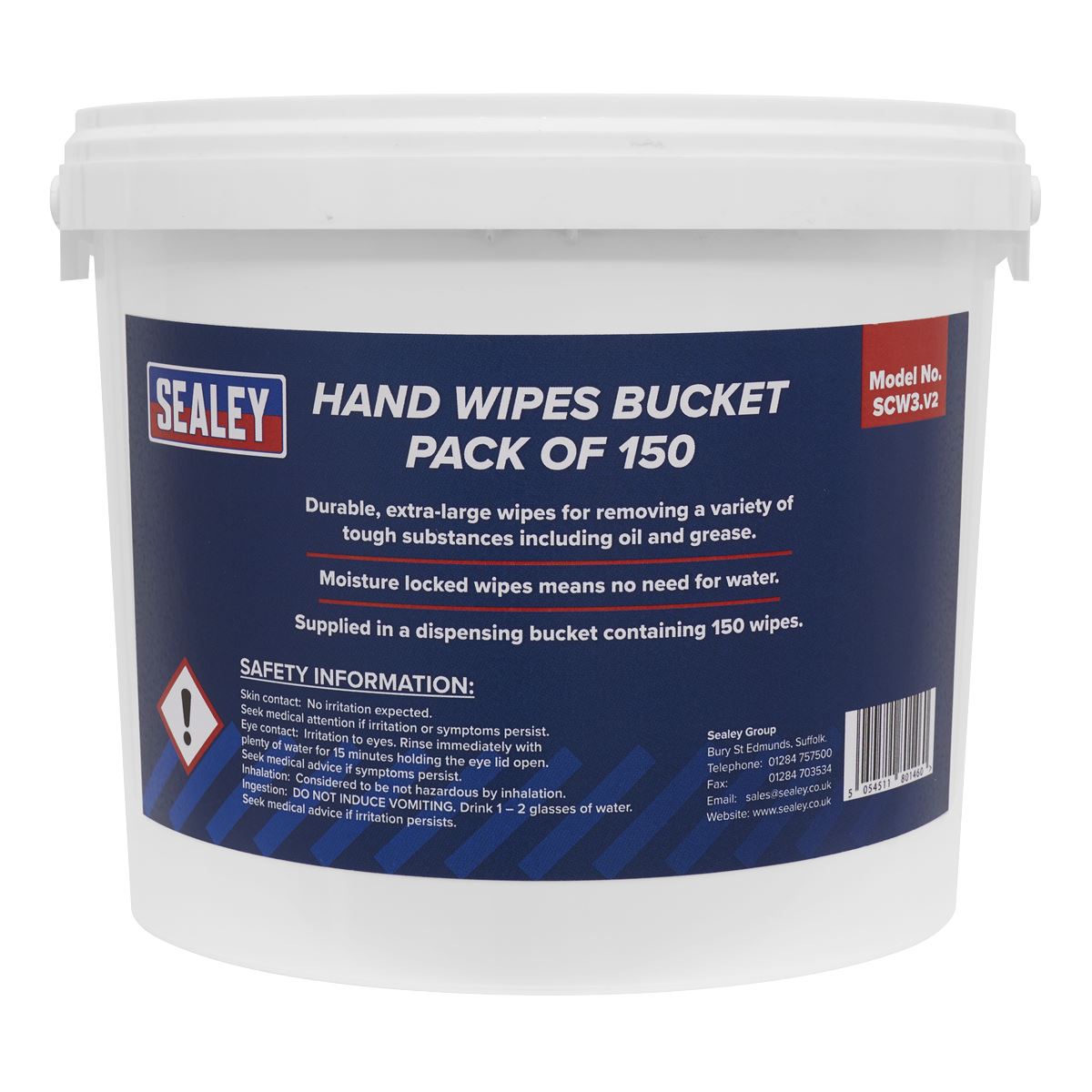 Sealey SCW3 Hand Wipes Bucket - Pack of 150 Sealey