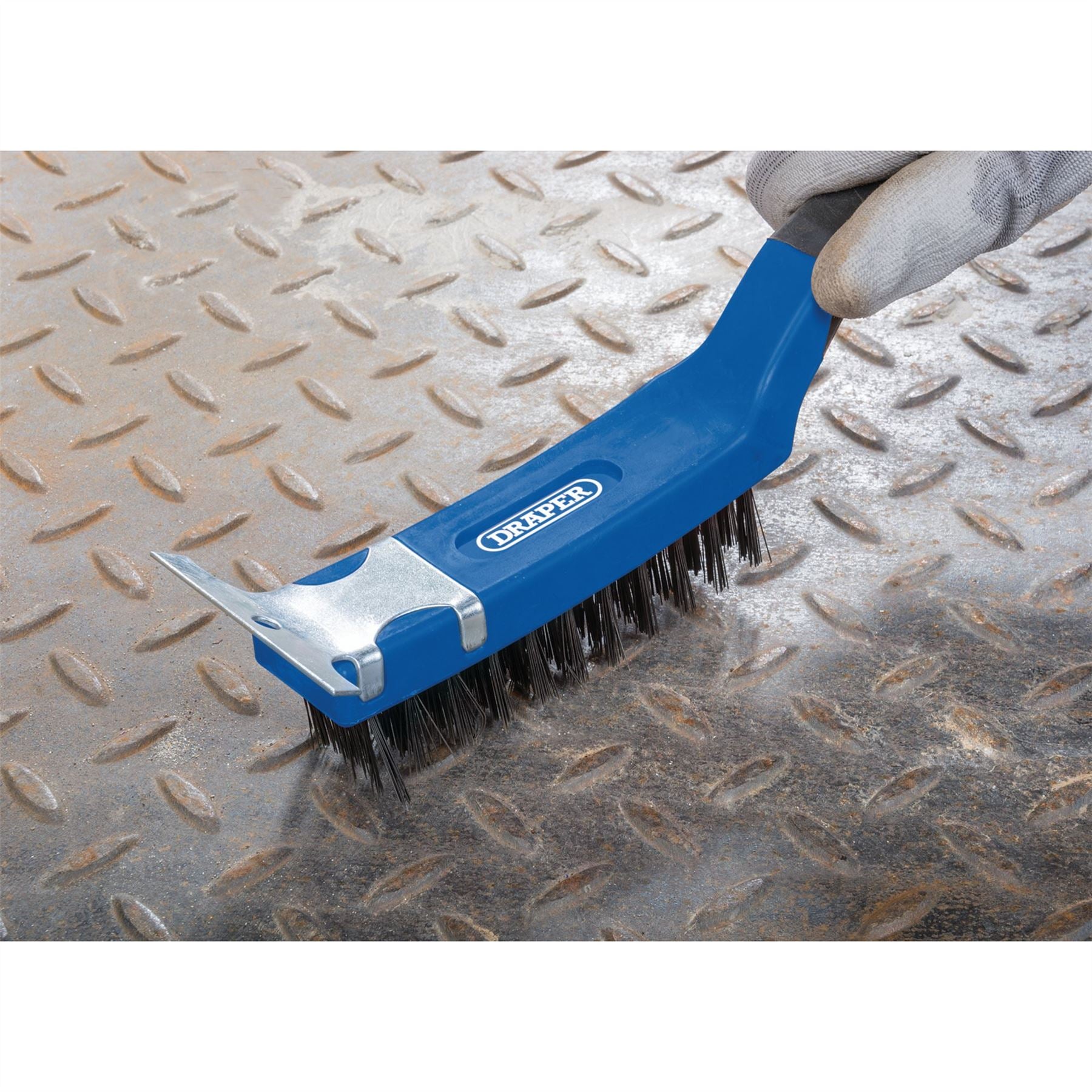 Draper 17182 4 Row Carbon Steel Wire Scratch Brush with Scraper 285mm Draper