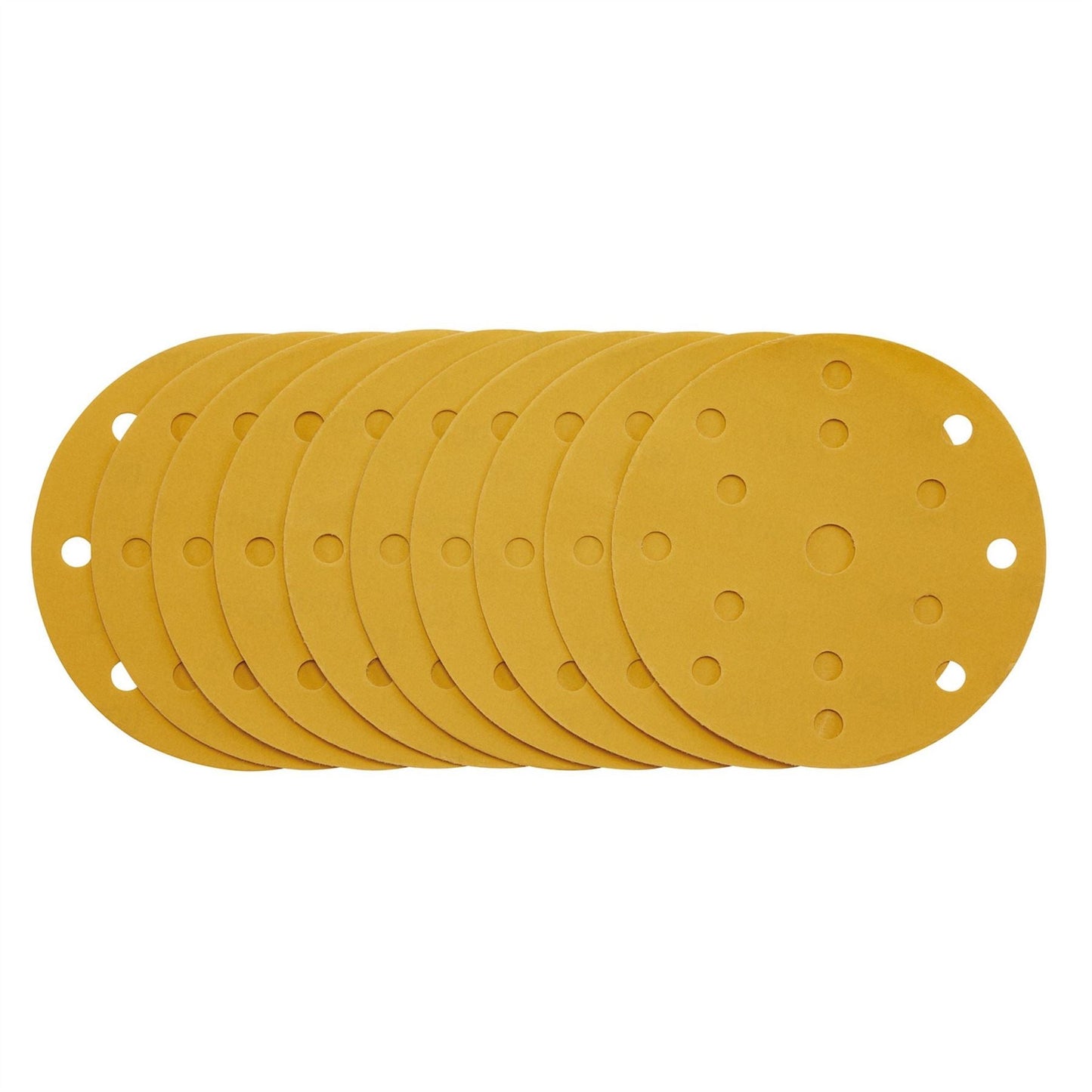 Draper 08478 Gold Sanding Discs with Hook & Loop 150mm 400 Grit 15 Dust Extraction Holes Pack of 10 Draper