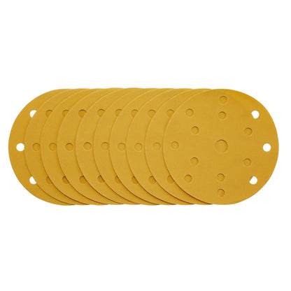 Draper 08478 Gold Sanding Discs with Hook & Loop 150mm 400 Grit 15 Dust Extraction Holes Pack of 10 Draper