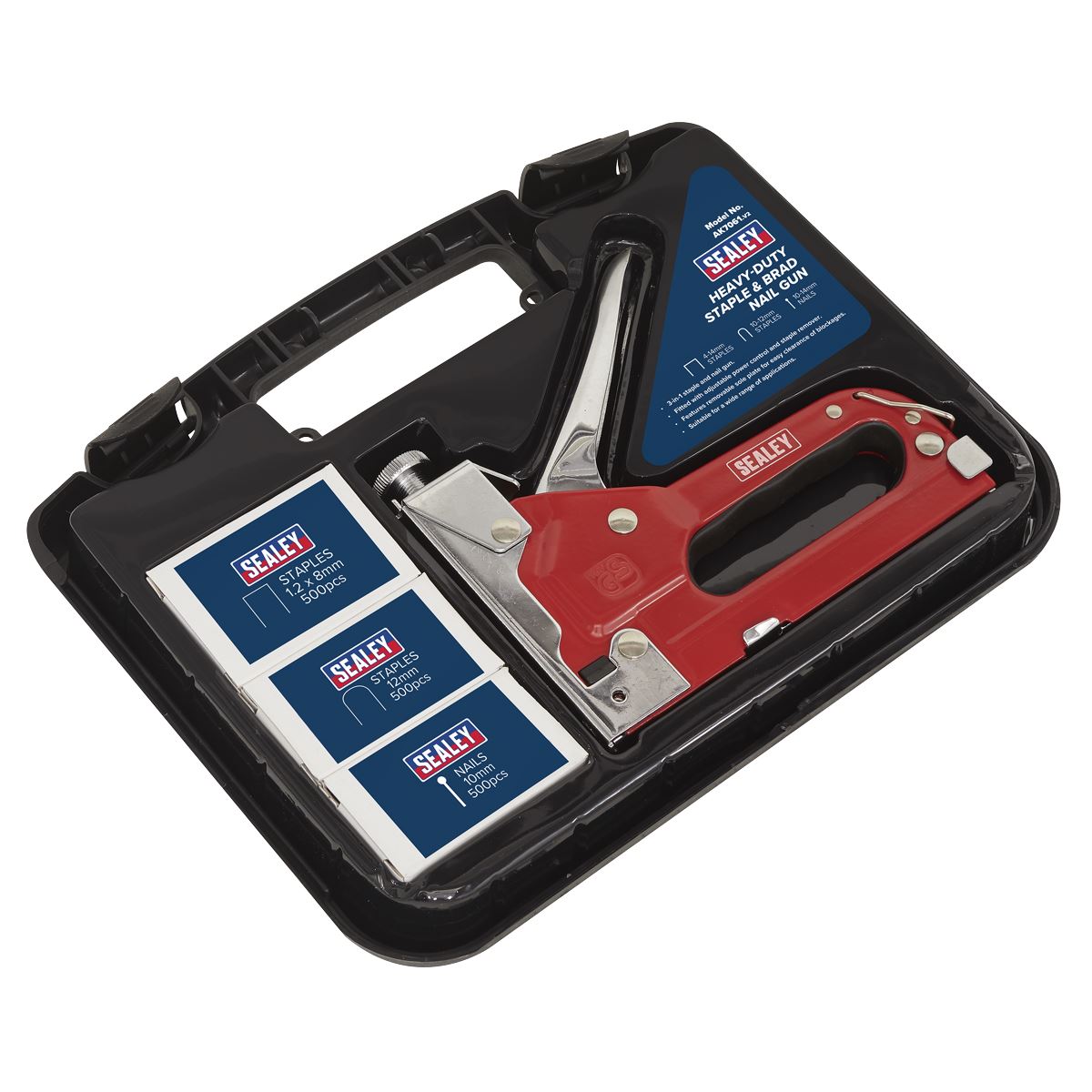 Sealey AK7061 Staple & Brad Nail Gun Heavy-Duty 4-14mm Sealey