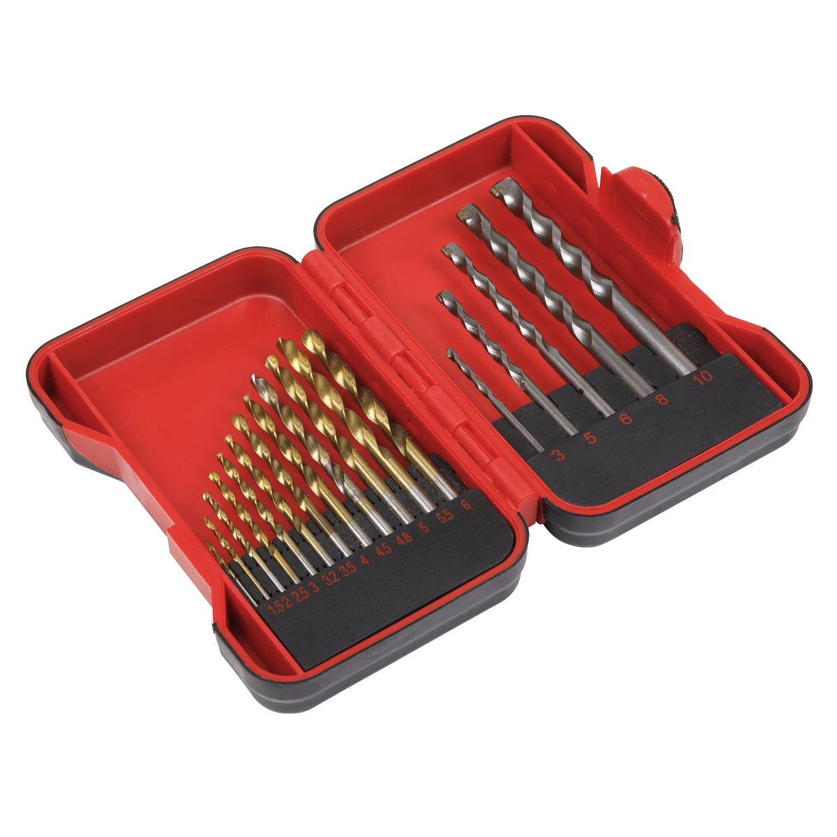 Sealey AK3717TCM HSS/Masonry Drill Bit Set 17pc Sealey