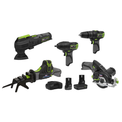 Sealey CP108VCOMBO8 5 x 10.8V SV10.8 Series Cordless Combo Kit - 2 Batteries Sealey