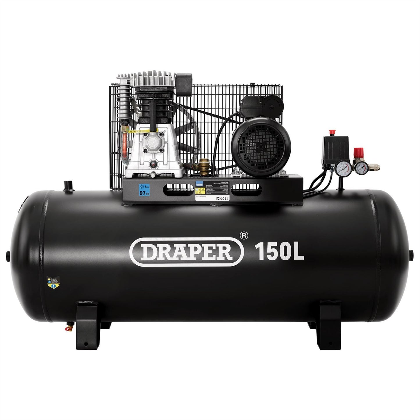 Draper 55304 150L Belt-Driven Air Compressor without wheels 2.2kW/3hp&nbsp; Draper