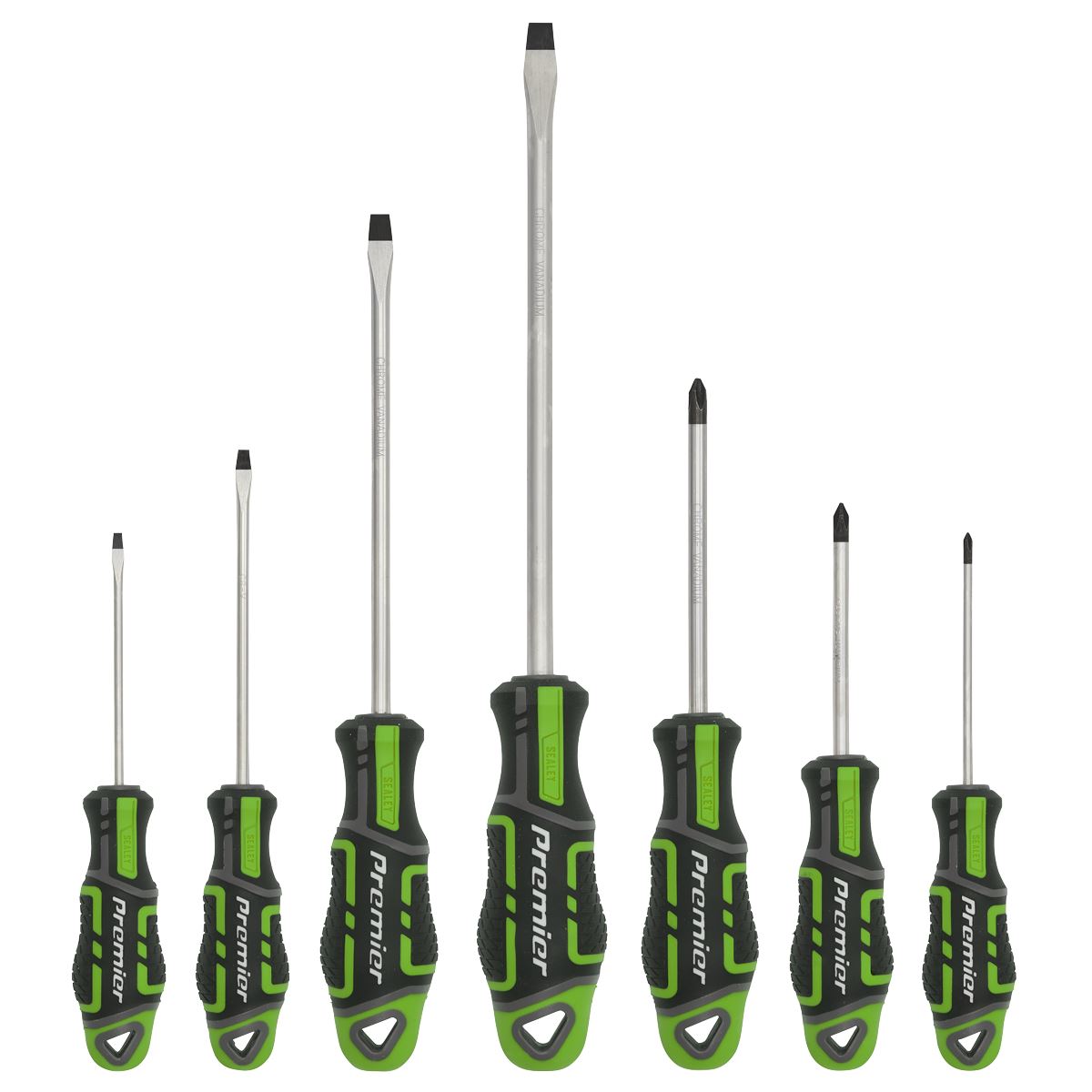 Sealey AK4321HV Screwdriver Set 7pc GripMAX® - Hi-Vis Green Sealey