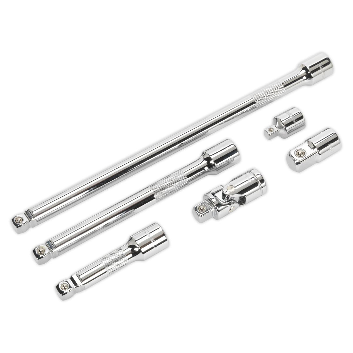 Sealey AK7690 Wobble/Rigid Extension Bar Adaptor & Universal Joint Set 6pc 3/8"Sq Drive Sealey