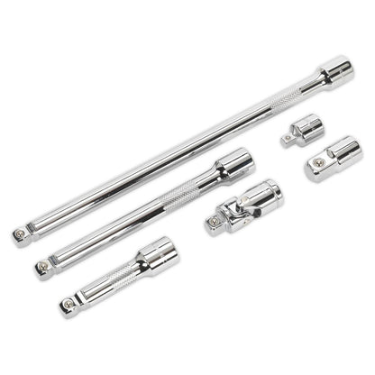 Sealey AK7690 Wobble/Rigid Extension Bar Adaptor & Universal Joint Set 6pc 3/8"Sq Drive Sealey