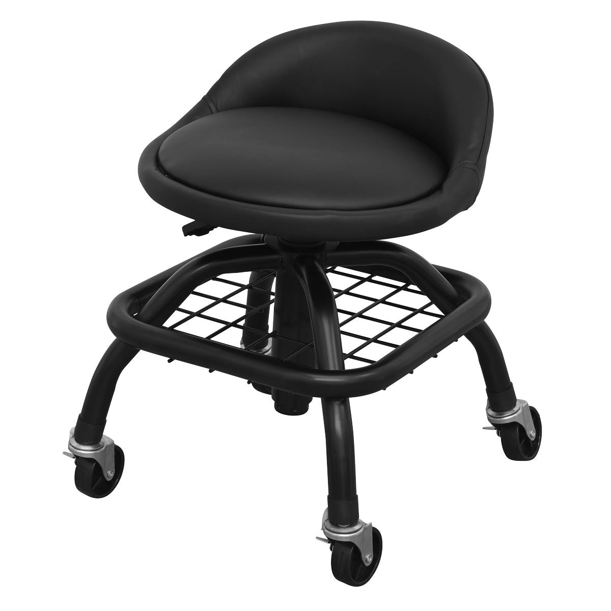 Sealey SCR02B Premier Industrial Pneumatic Creeper Stool with Adjustable Height Swivel Seat & Back Rest Sealey