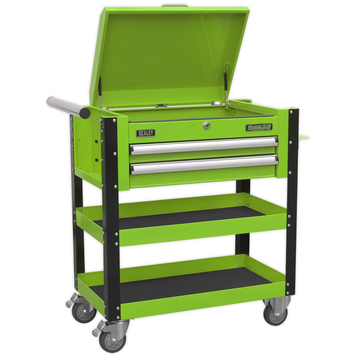Sealey AP760MHV Heavy-Duty Mobile Tool & Parts Trolley 2 Drawers & Lockable Top - Green Sealey