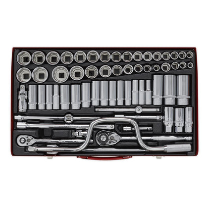 Sealey AK694 Socket Set 64pc 3/8" & 1/2"Sq Drive 6pt WallDrive® - Metric/Imperial Sealey