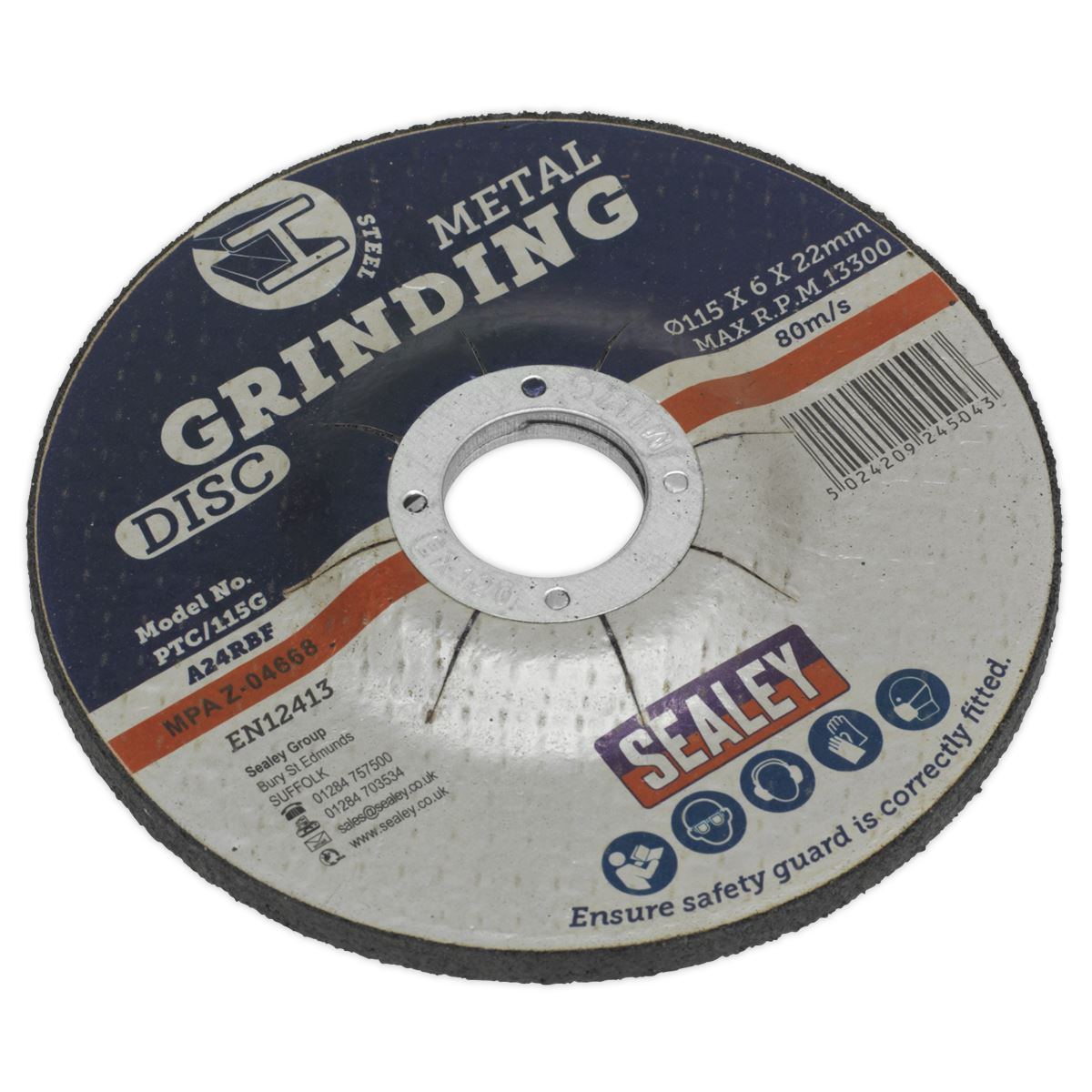 Sealey PTC/115G Grinding Disc Ø115 x 6mm Ø22mm Bore Sealey