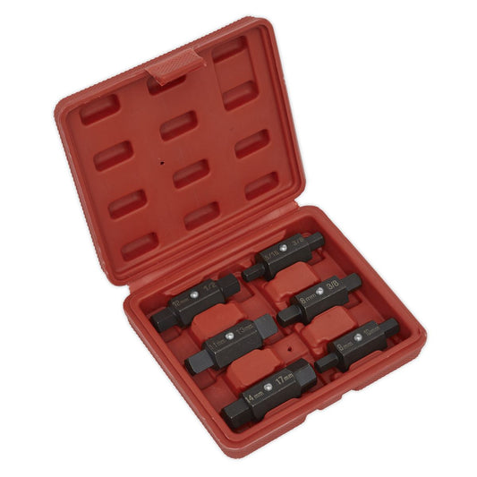 Sealey AK658 Oil Drain Plug Key Set 6pc Double End Sealey