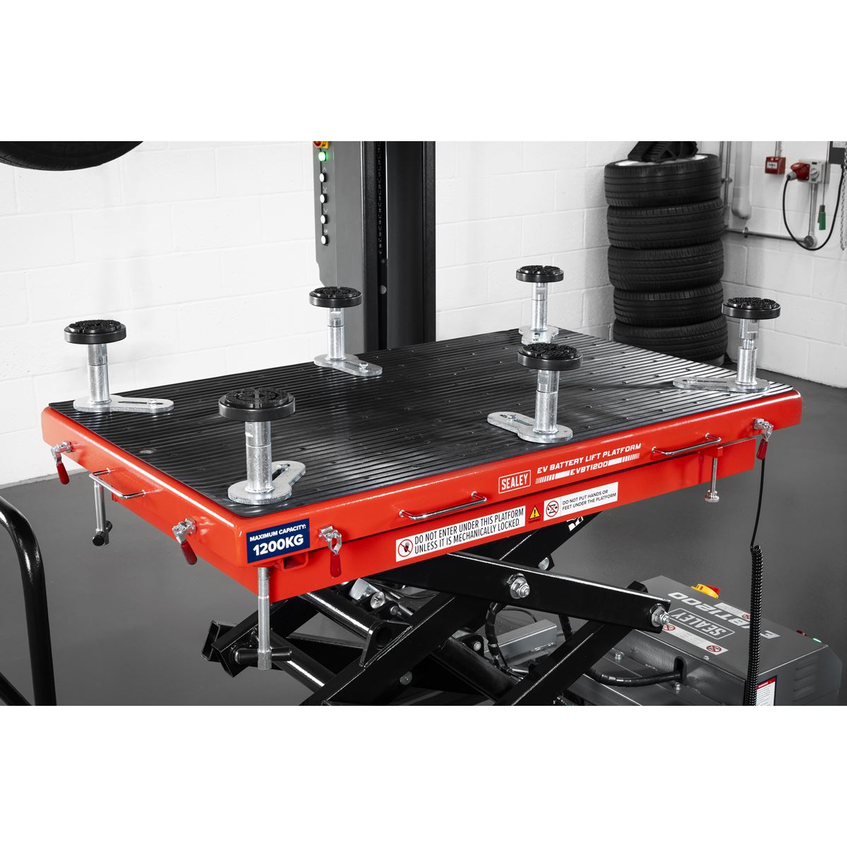 Sealey EVBT1200 High Lift EV Battery Lift/Hydraulic Platform Truck 1200kg Capacity Sealey