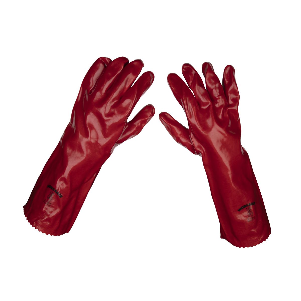 Sealey 9114/12 Red PVC Gauntlets 450mm - Pack of 12 Pairs Sealey