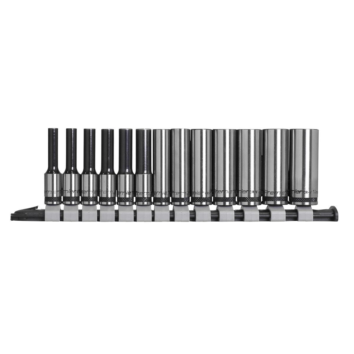 Sealey AK7991 Socket Set Deep 13pc 1/4"Sq Drive Metric - Premier Black Sealey