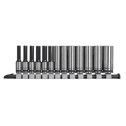 Sealey AK7991 Socket Set Deep 13pc 1/4"Sq Drive Metric - Premier Black Sealey