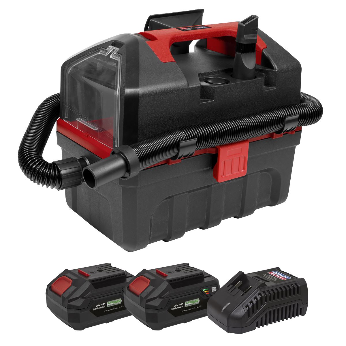 Sealey CP20VWDVKIT Cordless Wet & Dry Vacuum Kit 2 Batteries - 20V 4Ah SV20 Series Sealey