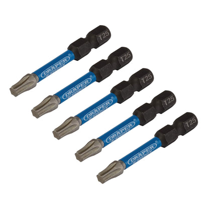 Draper 05653 Expert TX-STAR® Impact Screwdriver Bits T25 x 50mm 1/4" Hex Pack of 5 Draper