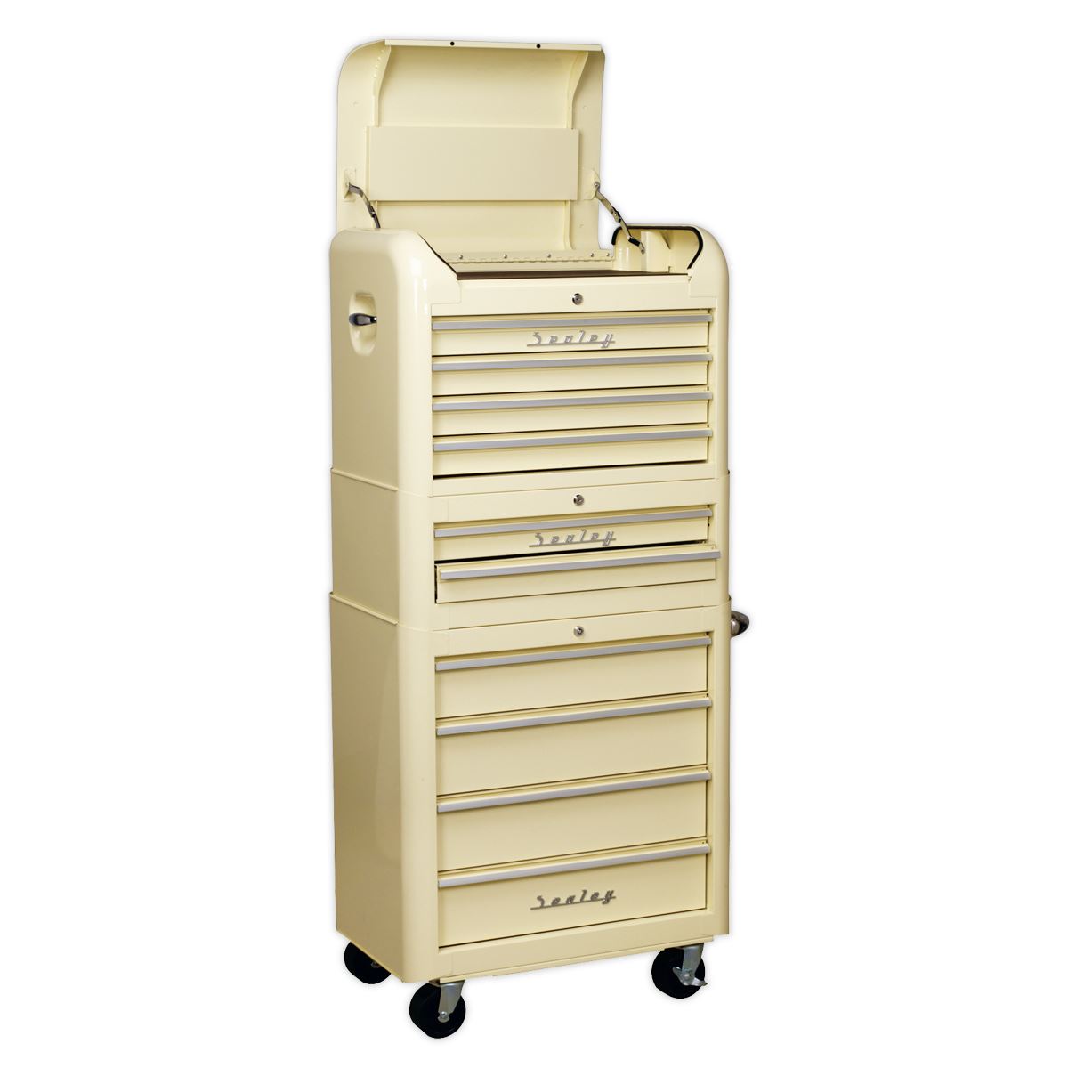 Sealey AP28COMBO2 Retro Style Topchest Mid-Box Tool Chest & Rollcab Combination 10 Drawer Cream Sealey