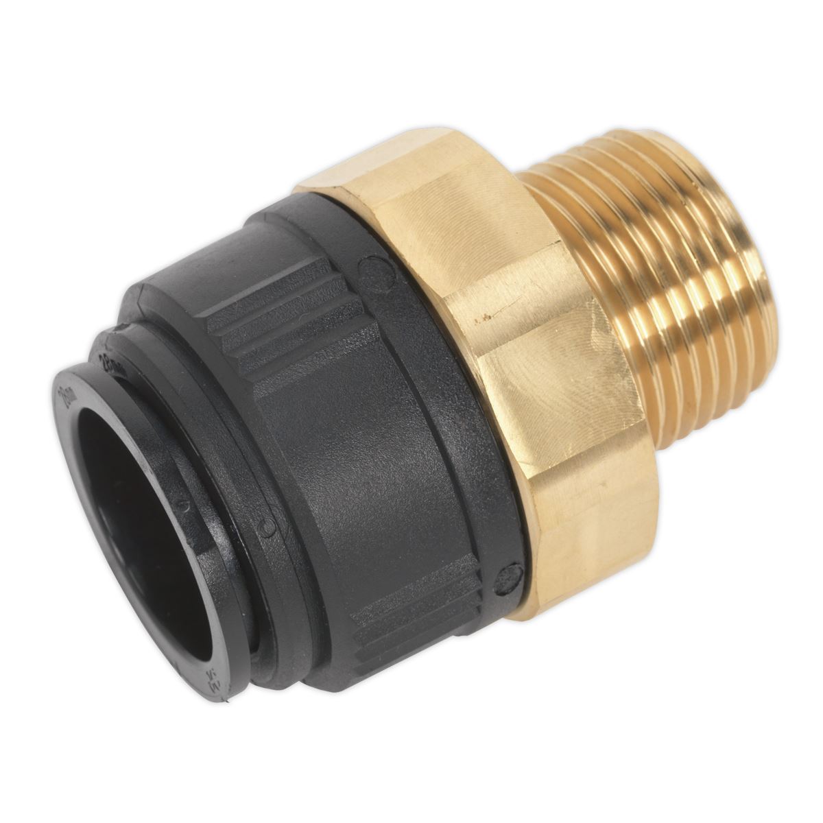 Sealey CAS28BSA Straight Adaptor 28mm x 1"BSPT Brass (John Guest Speedfit® - MM012808N) Sealey