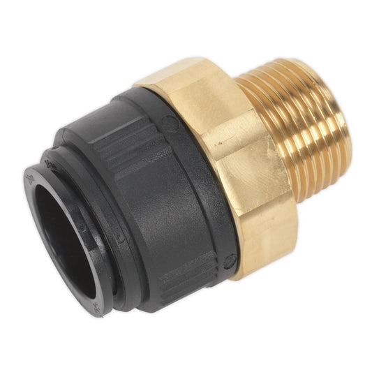 Sealey CAS28BSA Straight Adaptor 28mm x 1"BSPT Brass (John Guest Speedfit® - MM012808N) Sealey