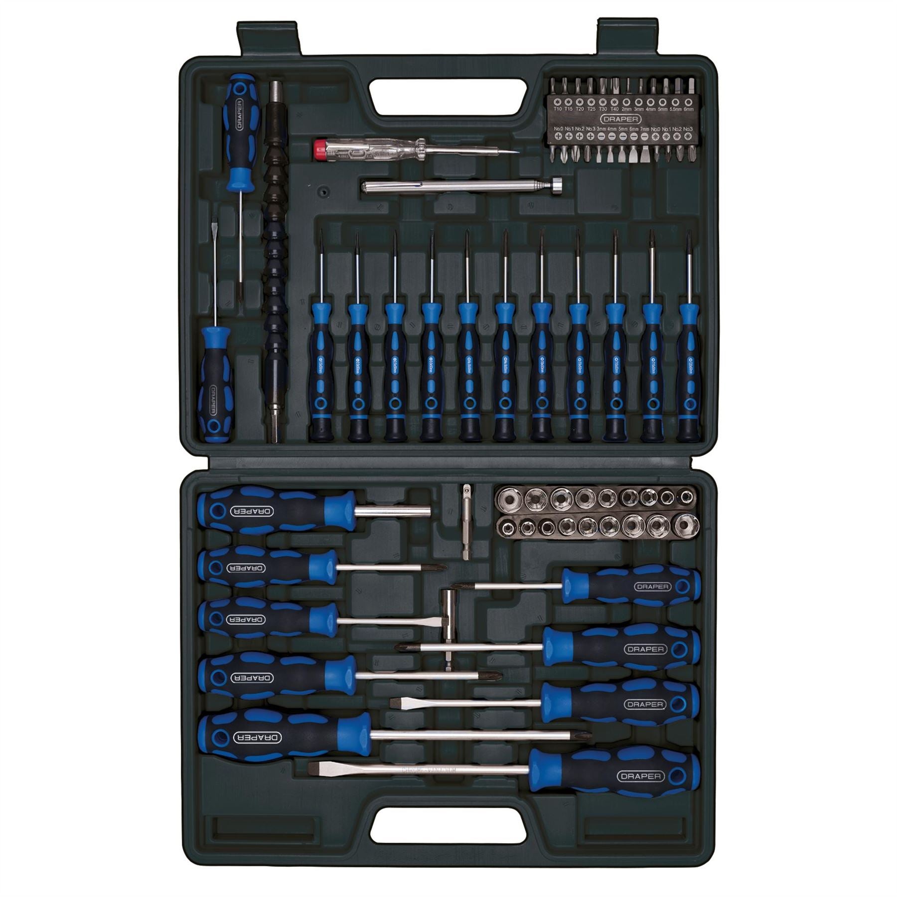 Draper 40850 Screwdriver Socket and Bit Set Blue 70 Piece Draper