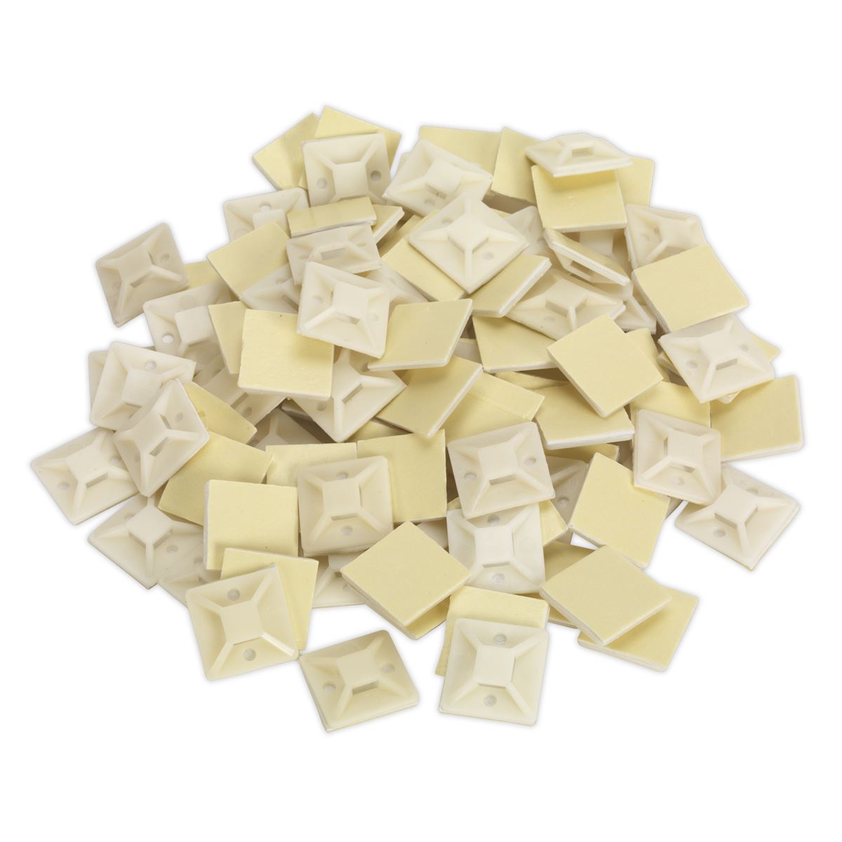 Sealey CTM3030W Self-Adhesive Cable Tie Mount 30 x 30mm White Pack of 100 Sealey