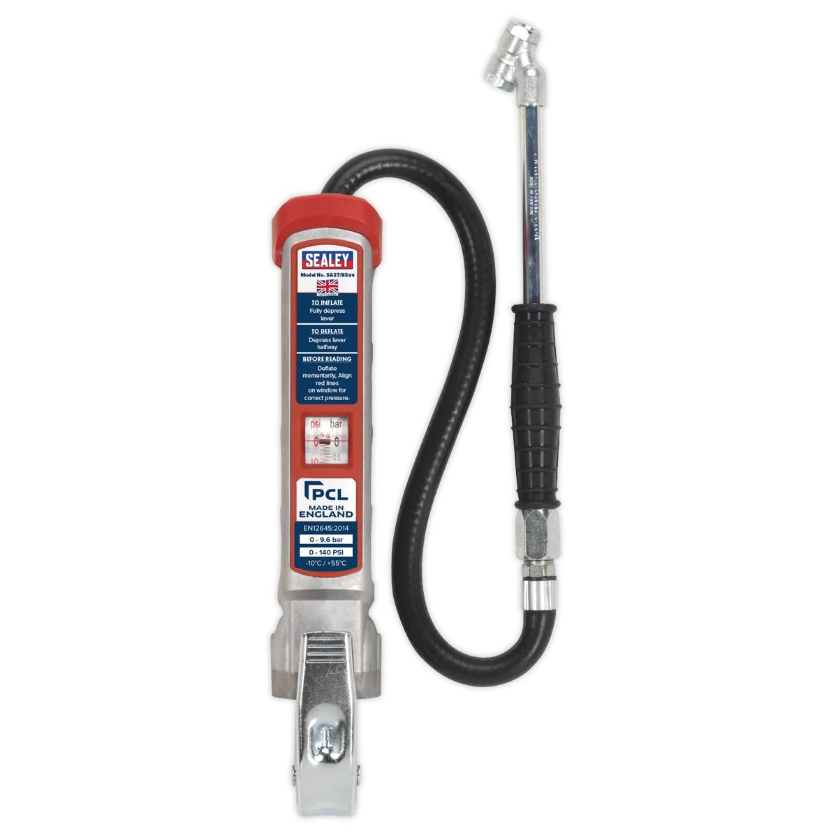 Sealey SA37/93 Professional Tyre Inflator with Twin Push-On Connector Sealey