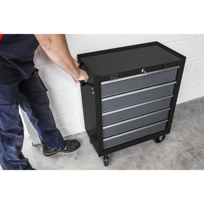Sealey AP2505B Rollcab 5 Drawer with Ball-Bearing Slides - Black/Grey Sealey
