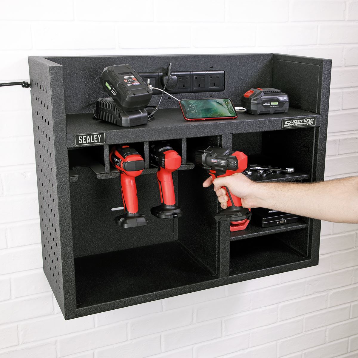 Sealey AP30SRBE Power Tool Storage Rack with Power Strip Sealey