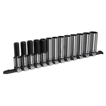 Sealey AK7995 Socket Set Deep 13pc 1/2"Sq Drive Metric - Premier Black Sealey