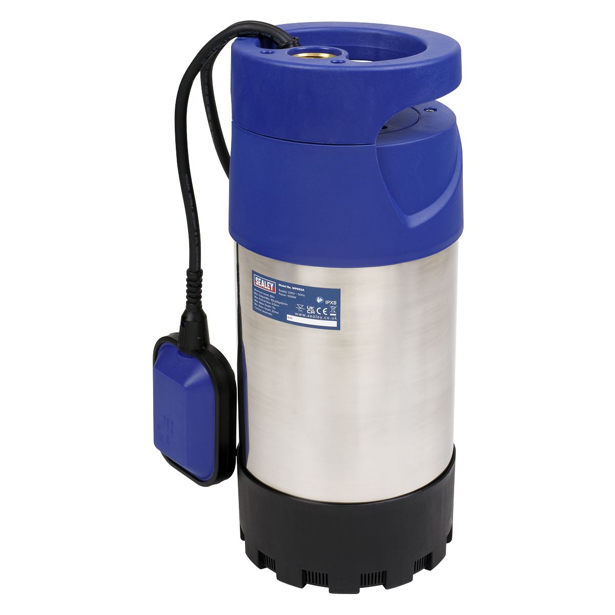 Sealey WPS92A Submersible Stainless Water Pump Automatic 92L/min 40m Head 230V Sealey