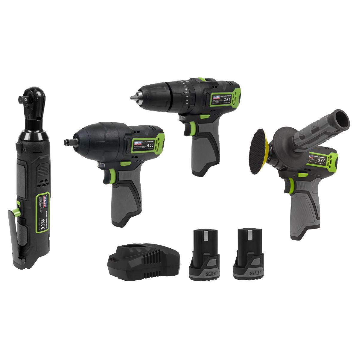Sealey CP108VCOMBO1EU 4 x 10.8V SV10.8 Series Cordless Combo Kit - 2 Batteries & Euro Plug Sealey