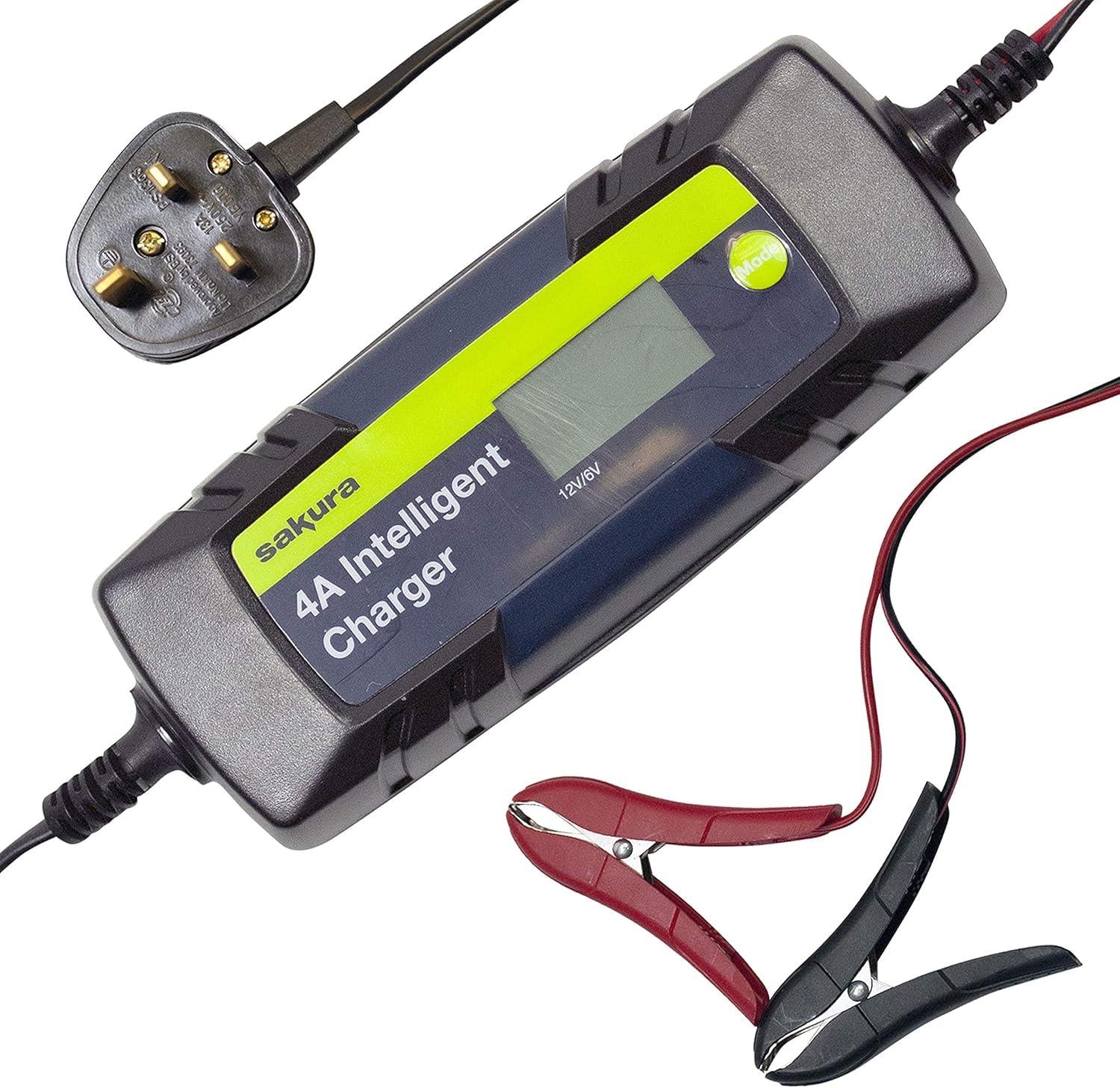 Sakura CE-4000 4.0 Amp Intelligent Battery Charger for 6V and 12V Car Batteries SS5419 Sakura